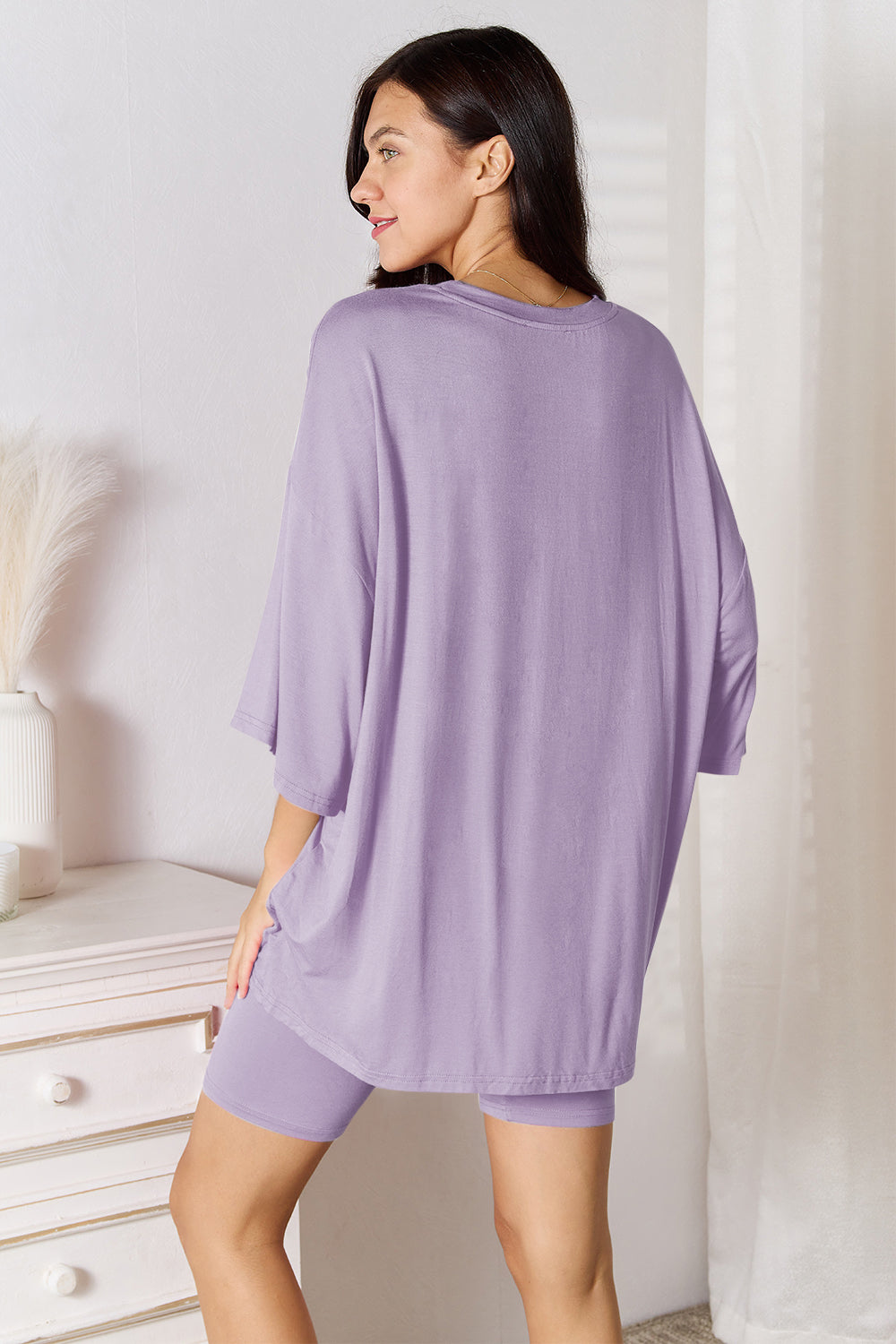 Basic Bae Full Size Soft Rayon Three-Quarter Sleeve Top and Shorts Set in - Sets photo