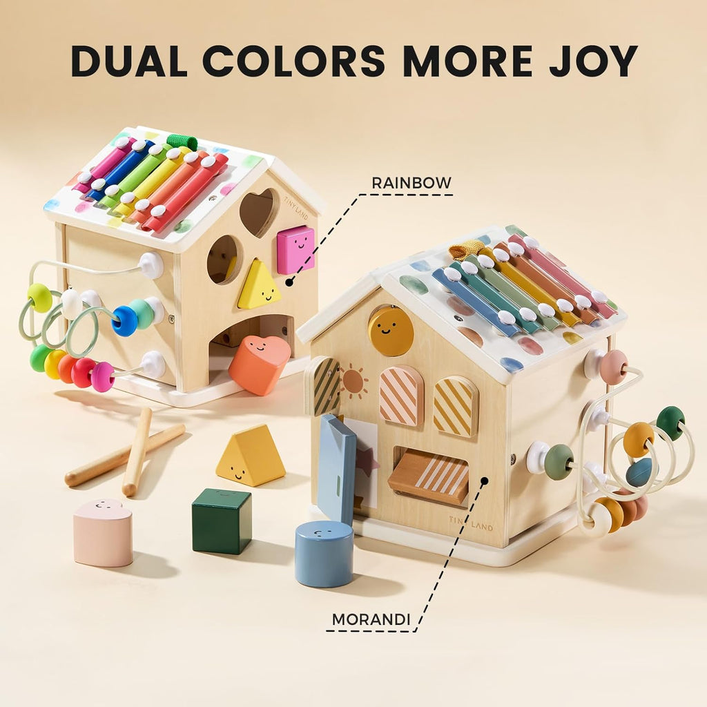 Tiny Land® Cottage Activity Cube - Rainbow in - wooden toys photo