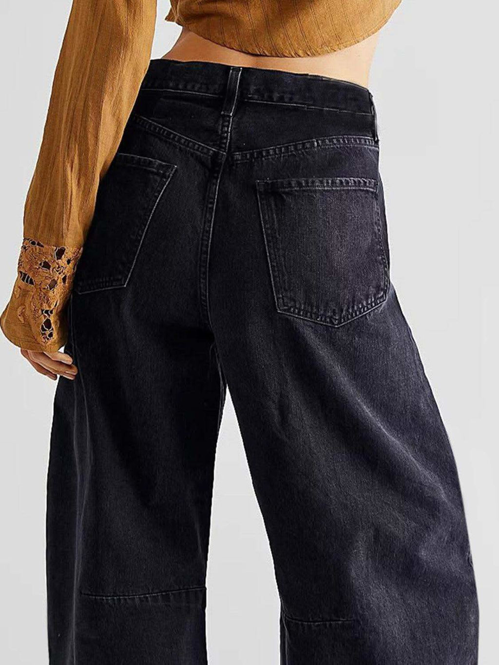 Raw Hem Wide Leg Jeans with Pockets - SwagglyLife Home & Fashion
