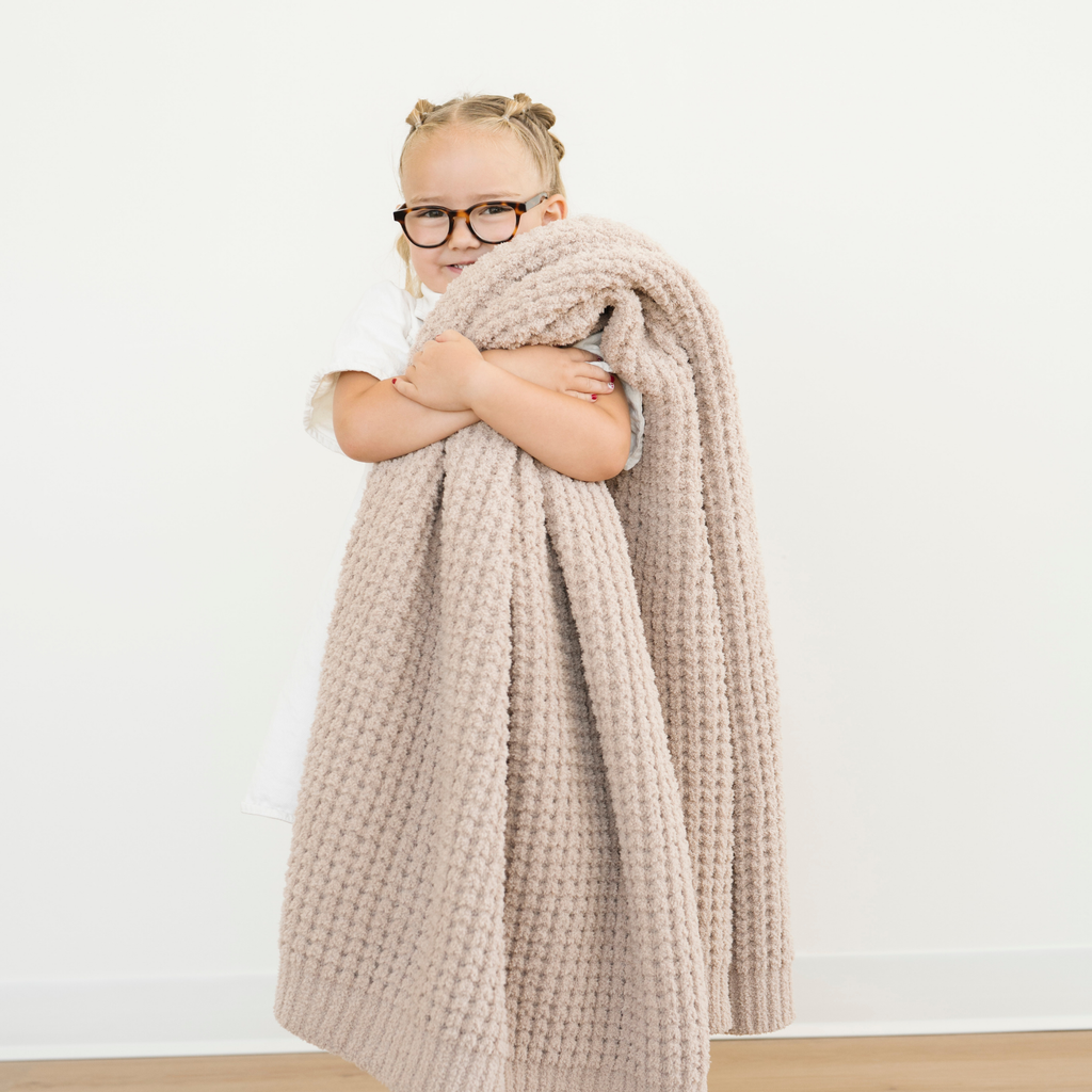 Saranoni Waffle Knit Toddler Blankets in Wheat - photo