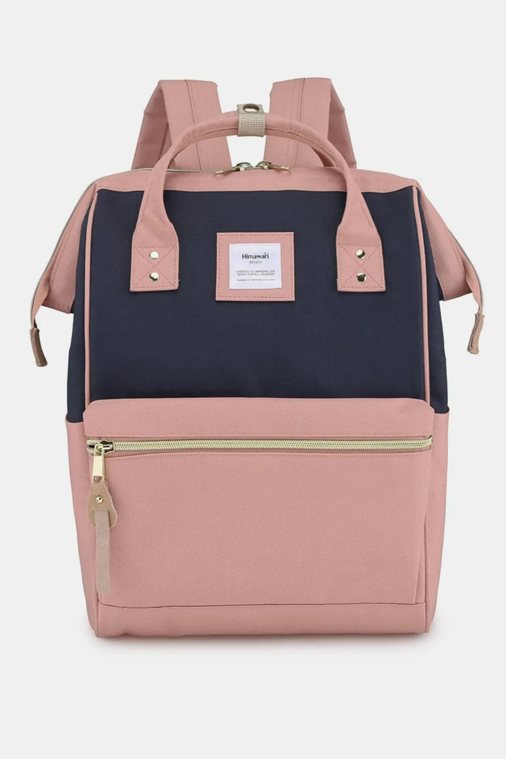 Himawari Waterproof Canvas Backpack Bag with Side Pockets in B-Pink Navy One Size - photo