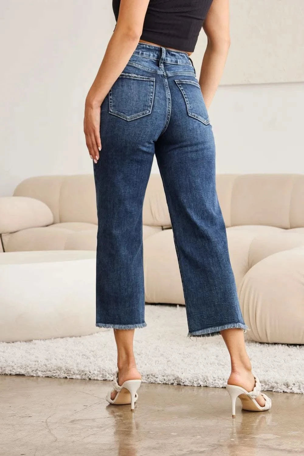 RFM Full Size Tummy Control High Waist Raw Hem Jeans in - photo