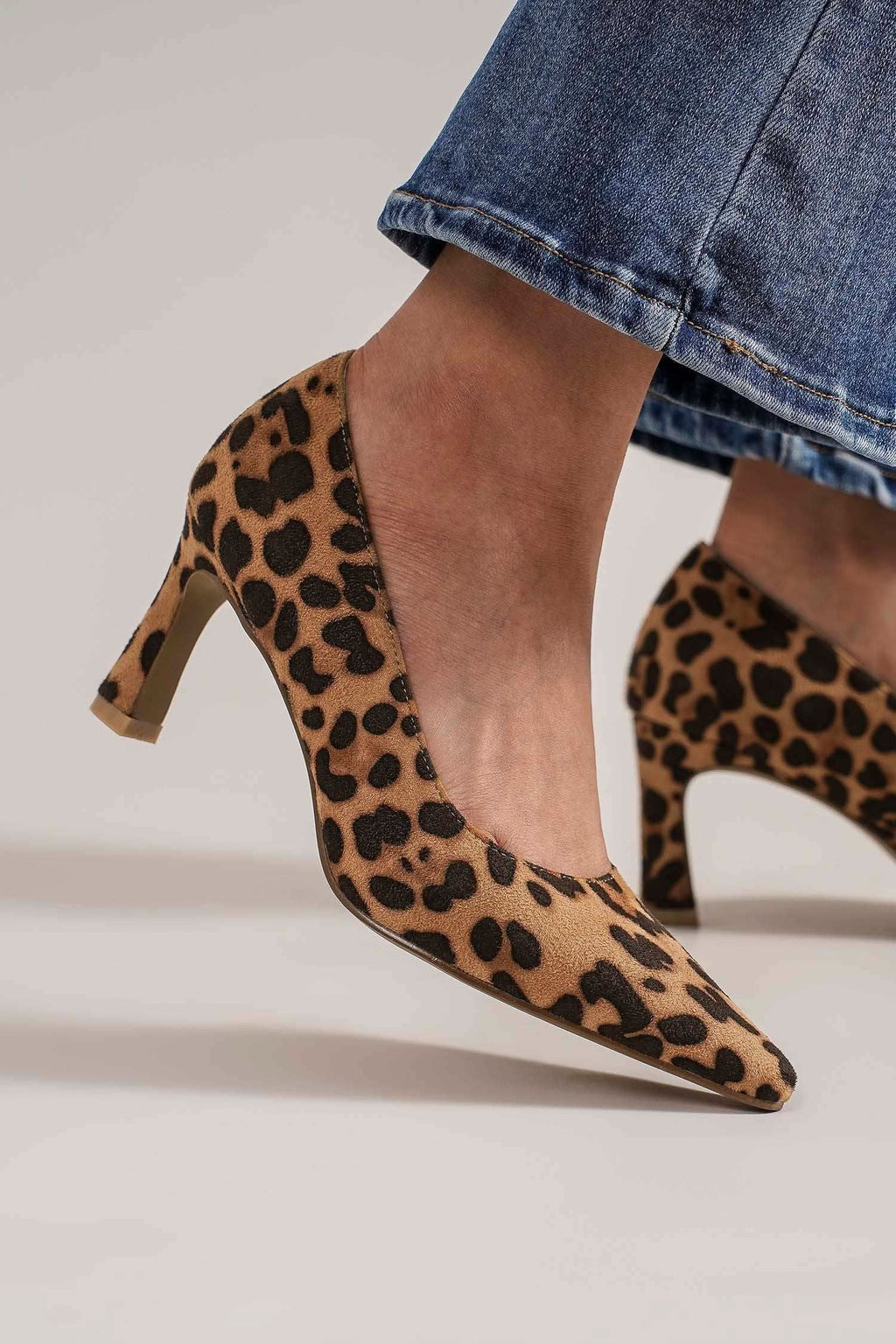 Beast Fashion Faux Suede Leopard Point Toe Pumps in - photo