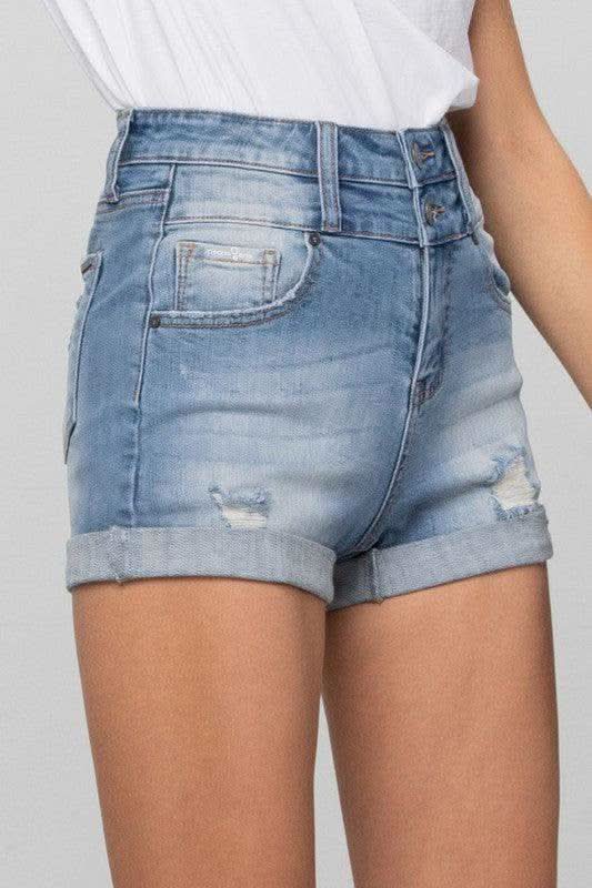Denim Lab USA Double Waistband Denim Shorts - SwagglyLife Home & Fashion
