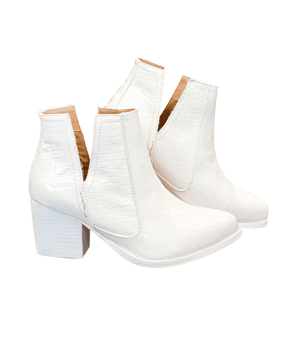 Tarim Bootie in White Croc - SwagglyLife Home & Fashion