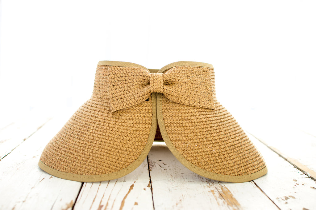 Foldable Wide Brim Bow Visor in Khaki - Sun Visor photo