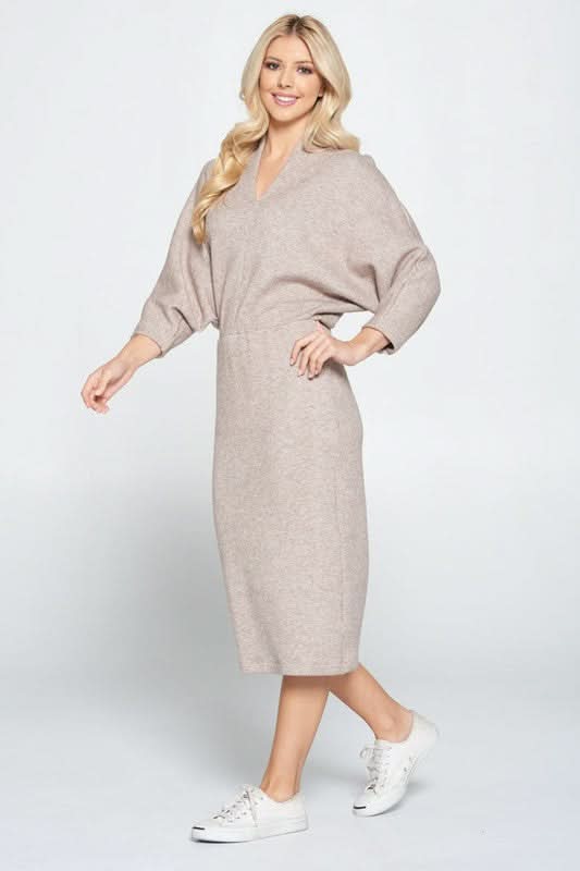 Sweater Knit Dolman Sleeve Midi Dress in - photo