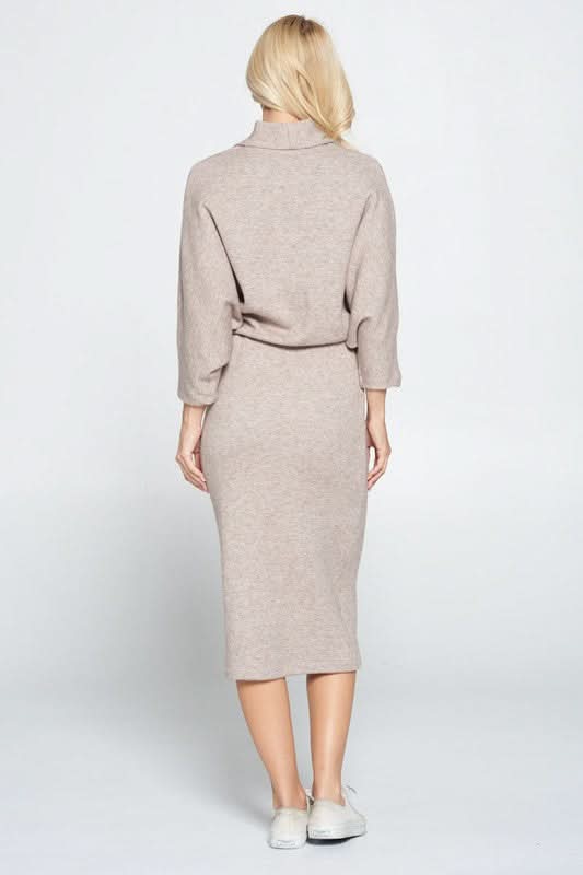Sweater Knit Dolman Sleeve Midi Dress in - photo