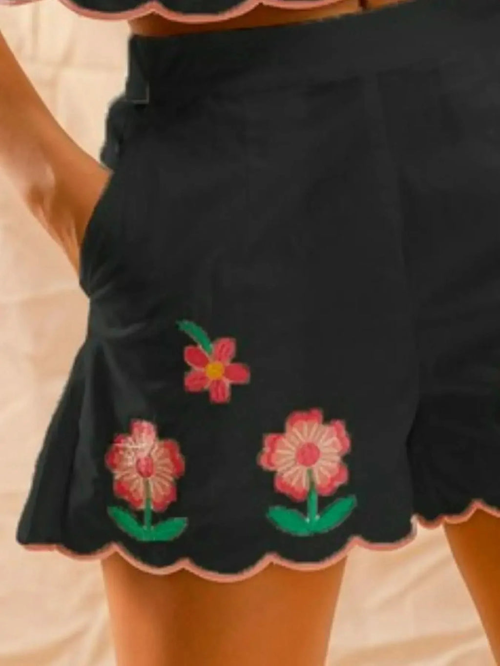 SO ME Flower Embroidered Tank Top and Shorts Set in - photo