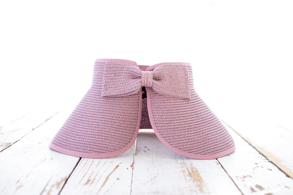 Foldable Wide Brim Bow Visor in Vintage Plum - Sun Visor photo