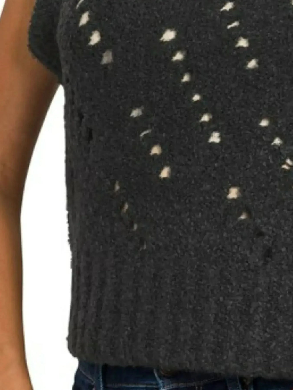 Zenana Openwork Textured Wool Sweater Vest in - photo