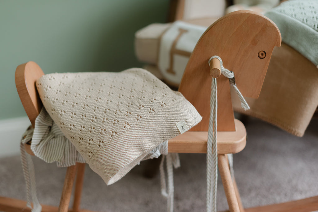 Little Mae & Co. Toffee Pointelle Knit Blanket in - photo