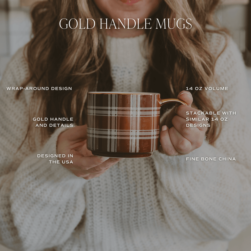 Gold Leaves 14oz. Gold Handle Coffee Mug - SwagglyLife Home & Fashion