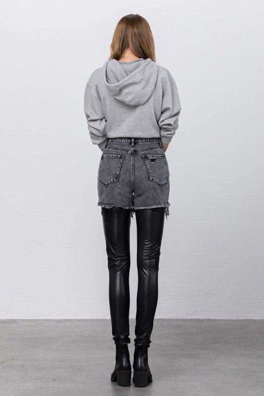 Insane Gene High Rise Leather Combo Ankle Skinny - SwagglyLife Home & Fashion