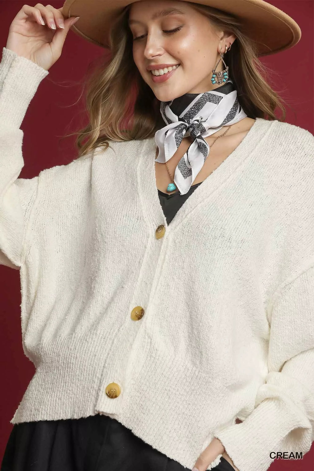 Umgee Button-Front V-Neck Knit Cardigan in - photo