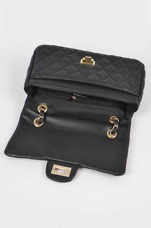 Quilted Turn Lock Convertible Shoulder Bag - SwagglyLife Home & Fashion