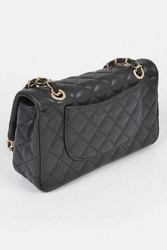 Quilted Turn Lock Convertible Shoulder Bag - SwagglyLife Home & Fashion