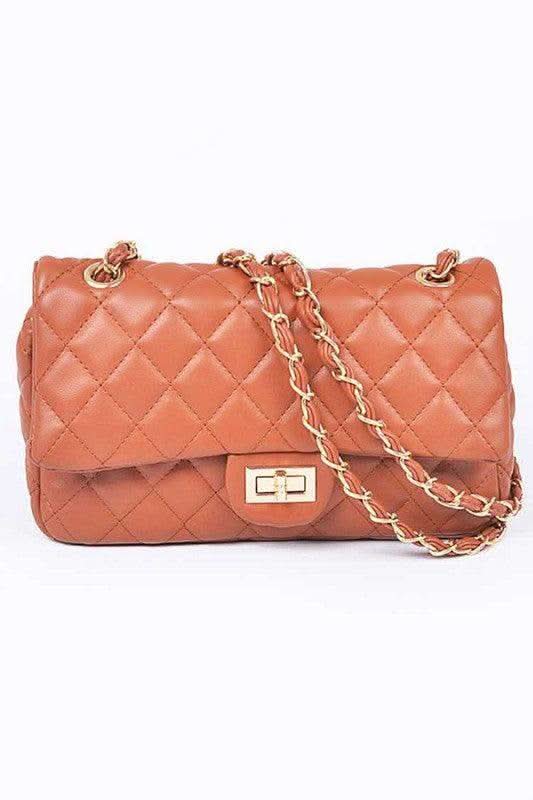 Quilted Turn Lock Convertible Shoulder Bag - SwagglyLife Home & Fashion