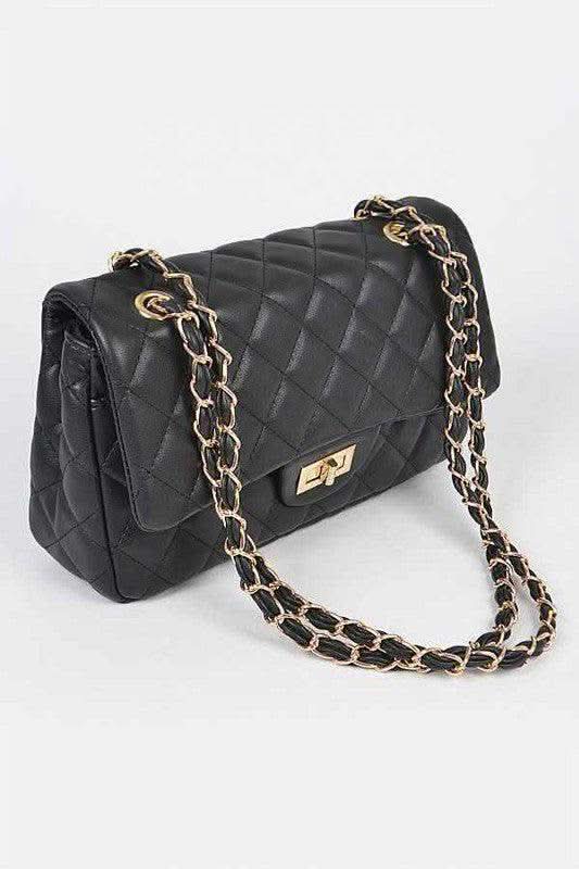 Quilted Turn Lock Convertible Shoulder Bag - SwagglyLife Home & Fashion