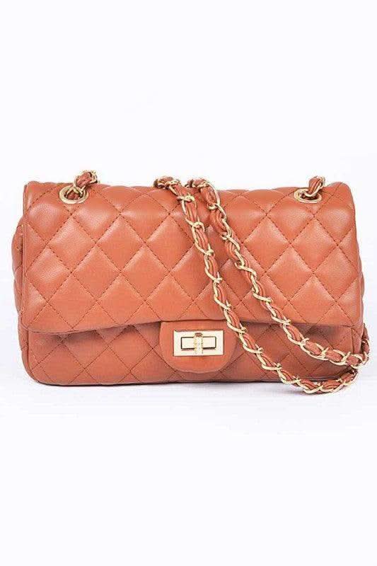 Quilted Turn Lock Convertible Shoulder Bag - SwagglyLife Home & Fashion