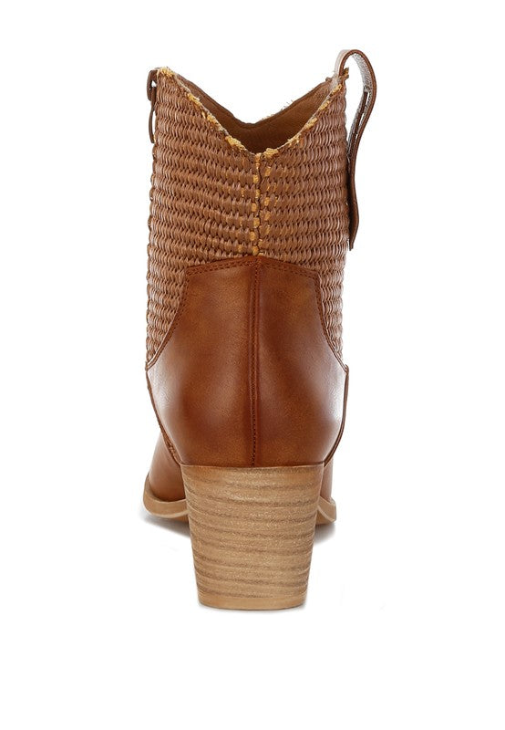 Big Mood Raffia & Faux Leather Cowboy Boots in - photo