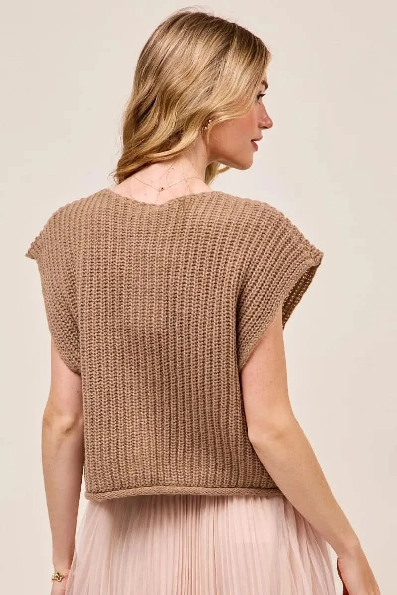 SO ME Big Metal Button Front Sweater Vest in - photo