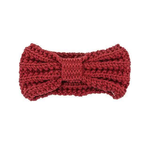 Knitted Bow Winter Headband in LMFO RED Os - Headbands photo