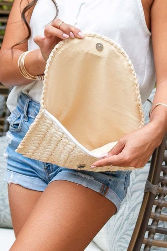 Fold Over Straw Clutch - SwagglyLife Home & Fashion