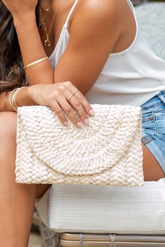 Fold Over Straw Clutch - SwagglyLife Home & Fashion