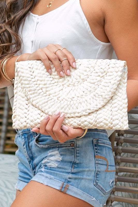 Fold Over Straw Clutch - SwagglyLife Home & Fashion