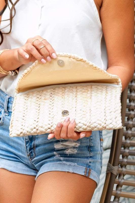 Fold Over Straw Clutch - SwagglyLife Home & Fashion