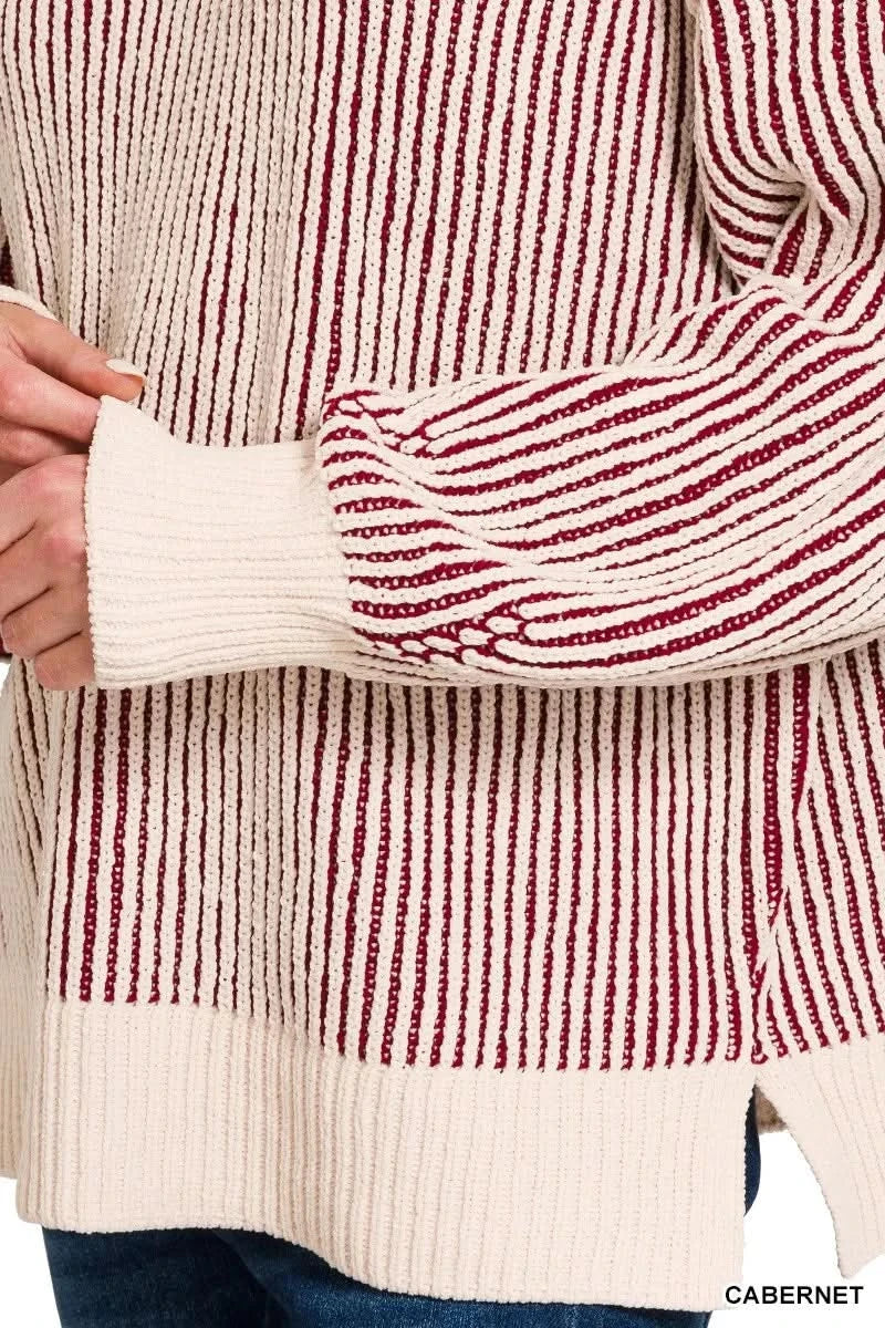 Zenana Two Tone Crewneck Sweater in - photo