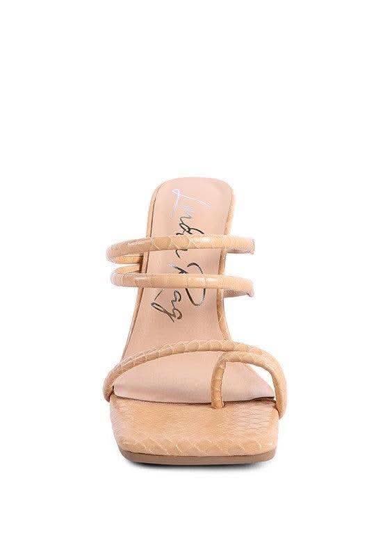 DANDELION HIGH BLOCK HEELED CROC SANDALS in - photo