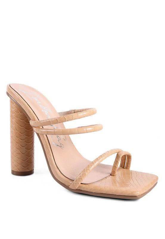 DANDELION HIGH BLOCK HEELED CROC SANDALS in - photo