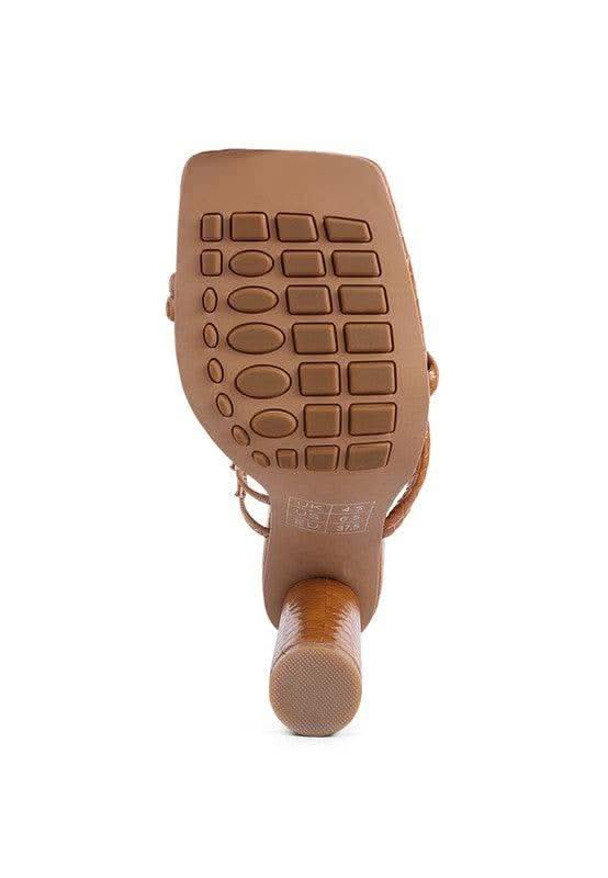 DANDELION HIGH BLOCK HEELED CROC SANDALS in - photo