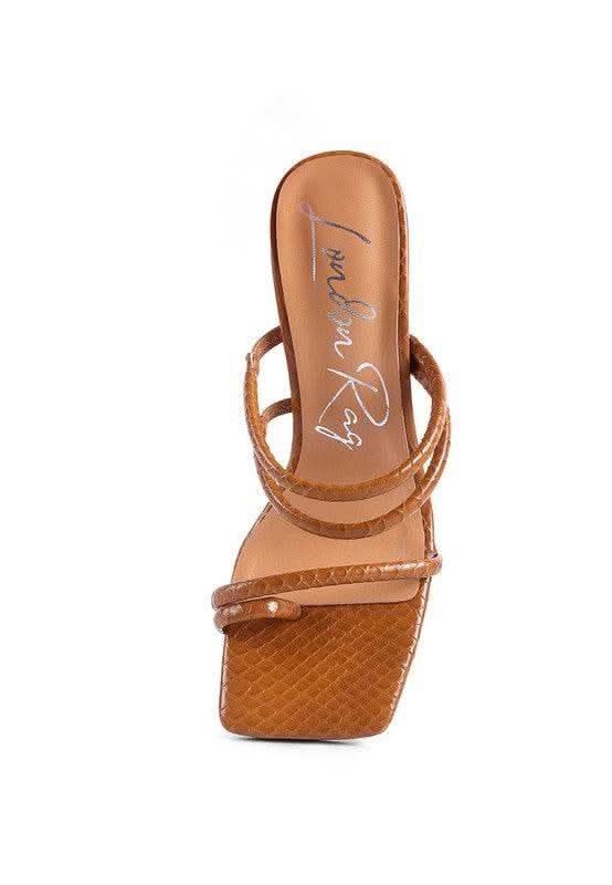 DANDELION HIGH BLOCK HEELED CROC SANDALS in - photo