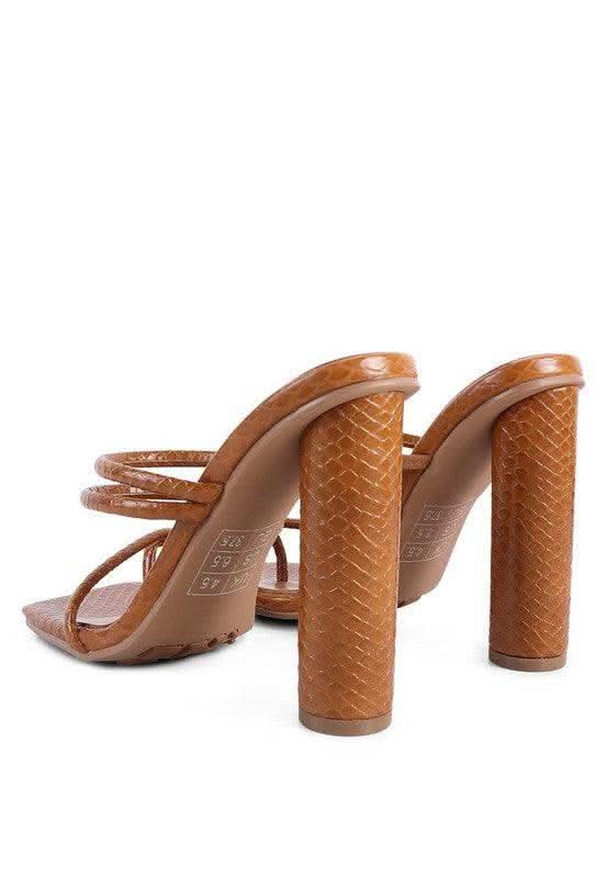 DANDELION HIGH BLOCK HEELED CROC SANDALS in - photo