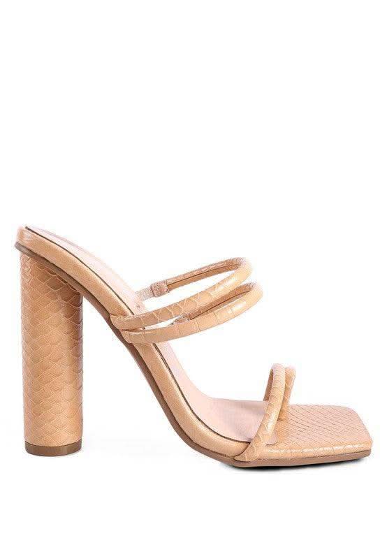 DANDELION HIGH BLOCK HEELED CROC SANDALS in - photo