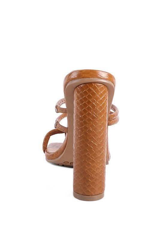 DANDELION HIGH BLOCK HEELED CROC SANDALS in - photo