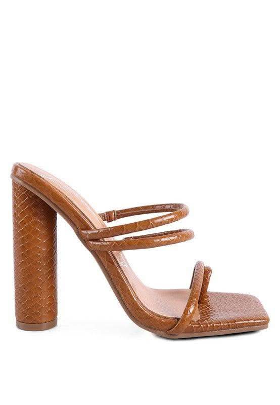 DANDELION HIGH BLOCK HEELED CROC SANDALS in - photo