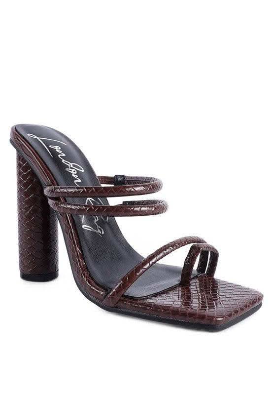 DANDELION HIGH BLOCK HEELED CROC SANDALS in - photo