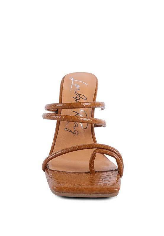 DANDELION HIGH BLOCK HEELED CROC SANDALS in - photo