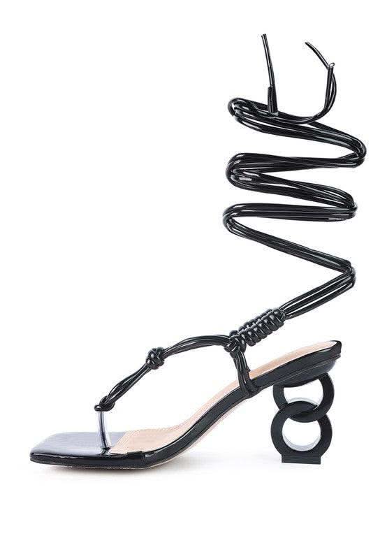 London Rag Cassino Thong Lace Up Chain Heel Sandal in - photo
