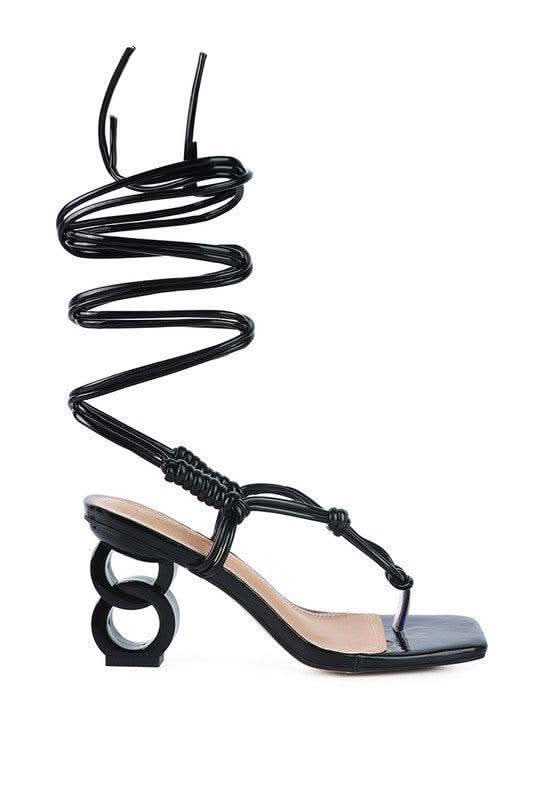 London Rag Cassino Thong Lace Up Chain Heel Sandal in - photo