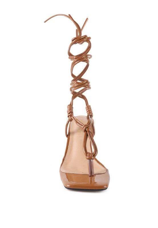 London Rag Cassino Thong Lace Up Chain Heel Sandal in - photo