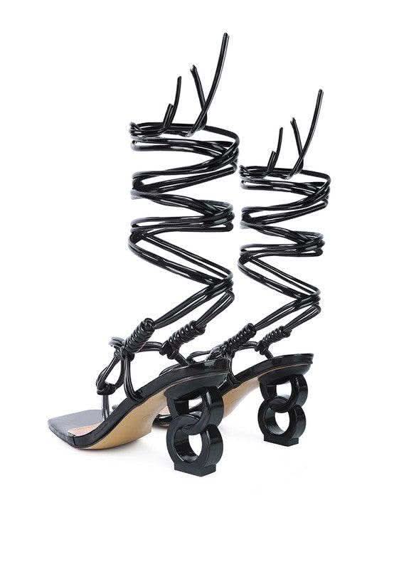 London Rag Cassino Thong Lace Up Chain Heel Sandal in - photo