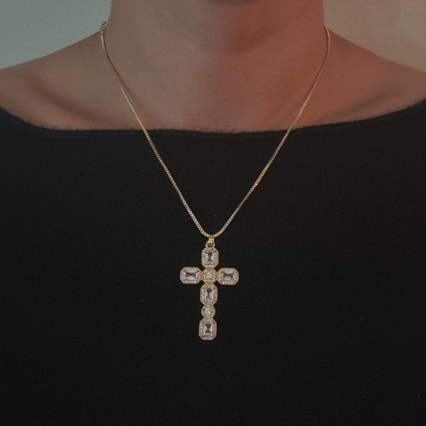Vintage Sparkle Cross Pendant Necklace in As Shown One Size - photo