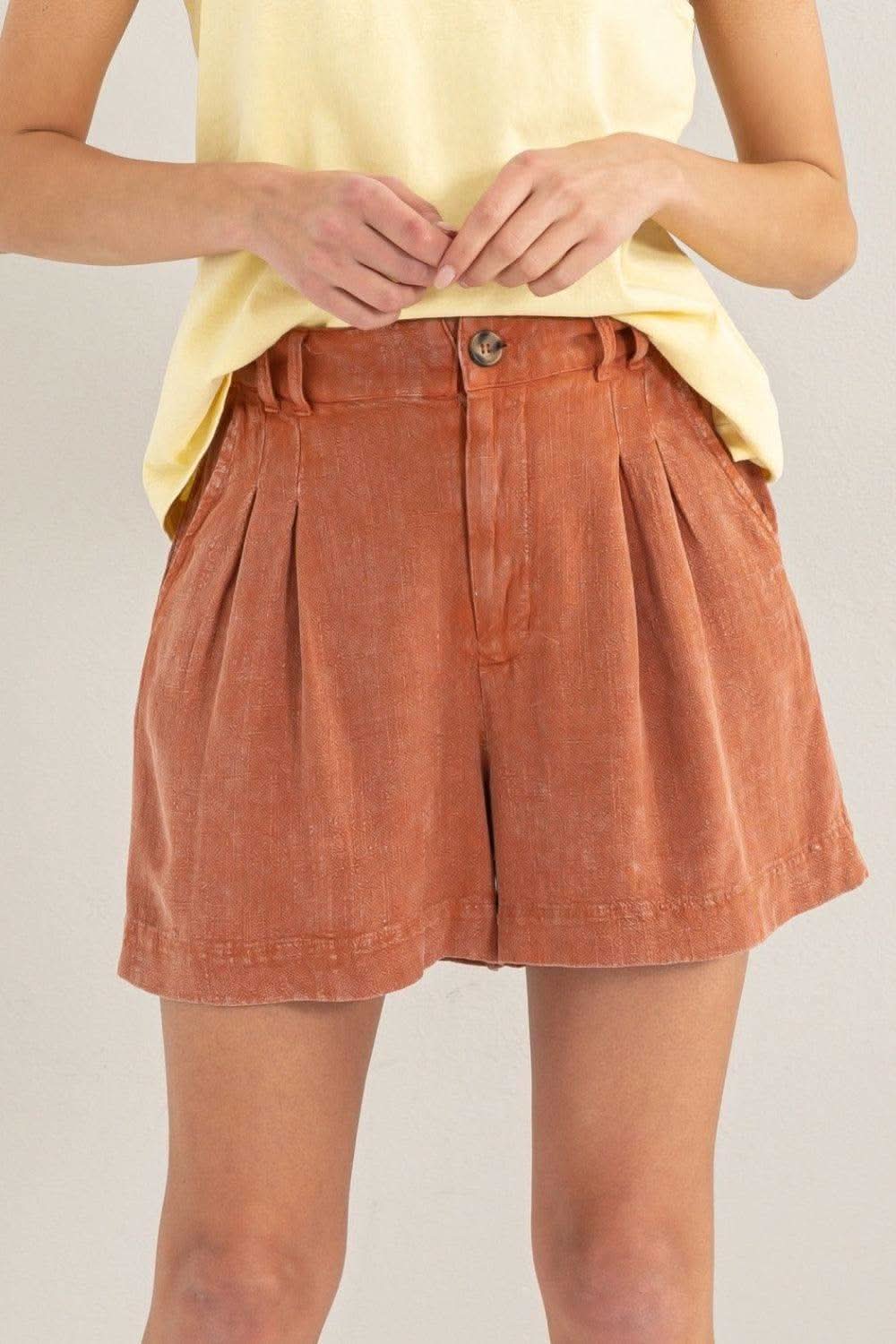 HYFVE High Waist Pleated Linen Shorts - SwagglyLife Home & Fashion