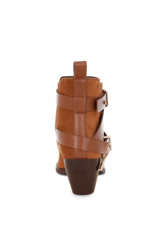 Raveta Microfiber Buckle Strap Western Boots in - photo