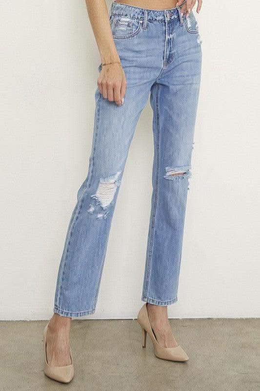 Insane Gene High Rise Distressed Girlfriend Jeans - SwagglyLife Home & Fashion